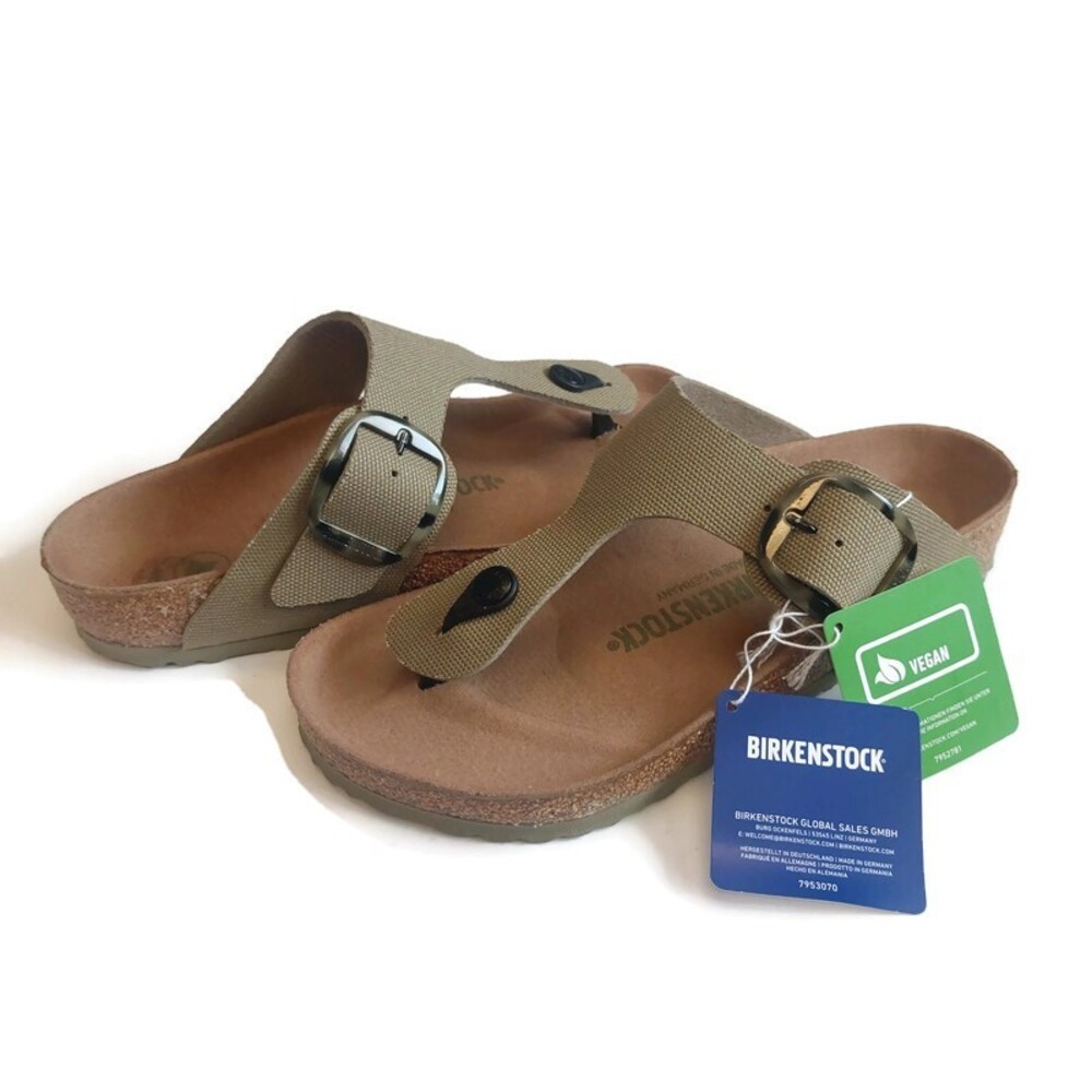 Birkenstock Womens 8 Mens 6 Gizeh Vegan Big Buckle Sandals EU 39 Faded Khaki - Picture 11 of 11